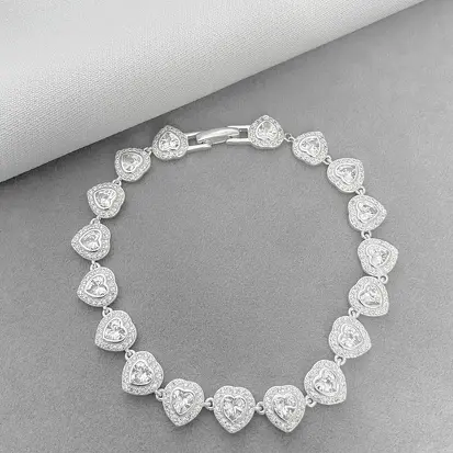 PULSEIRA SWAROVSKI CORAÇÃO 8MM 19CM